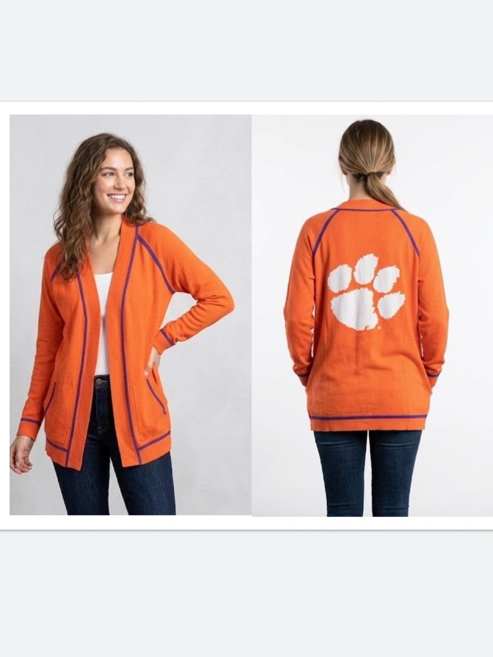CLEMSON TIGERS Emerson Street Clothing Co. Womens Orange Cardigan Womens Medium